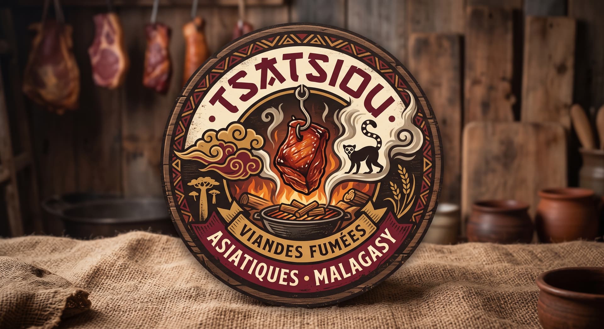 Tsatsiou — char siu laqué, cuit au charbon de bois